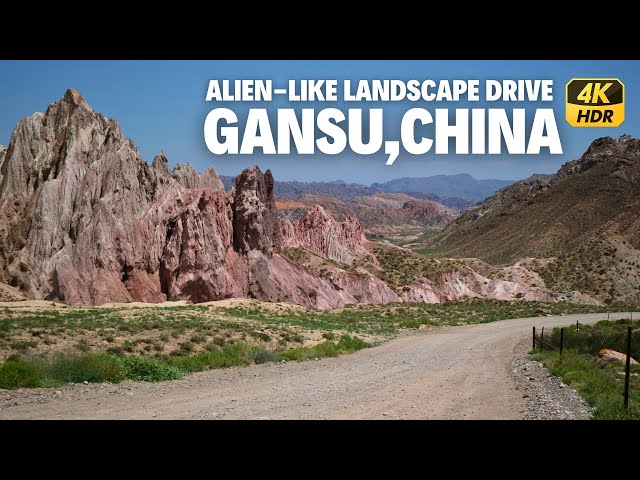 China's Alien-like Landscape Driving Tour - 4K HDR - Gansu Province