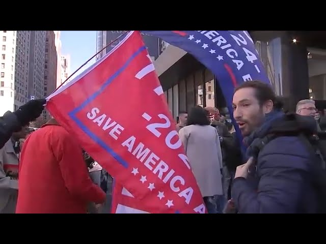 Trump and Harris supporters cross paths outside of Madison Square Garden rally