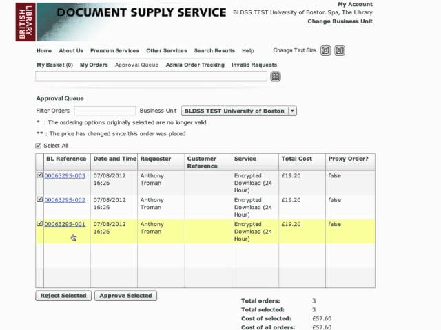 Document Supply Service: Administration Features