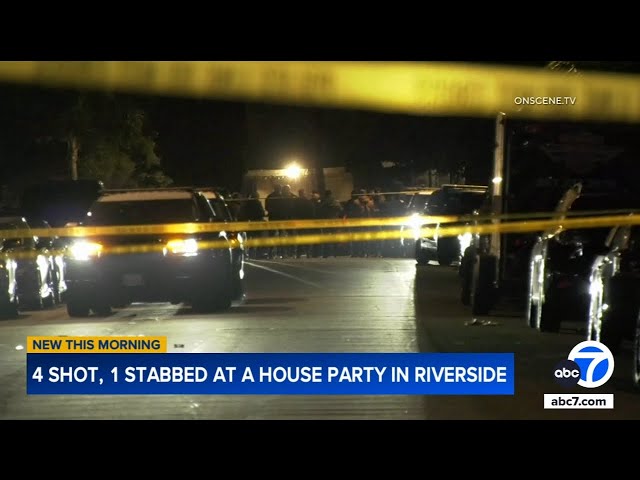 4 shot, 1 stabbed in shooting at Riverside house party; suspect in custody