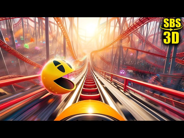 3D - Pac-Man | Roller Coaster Boomerang | VR Vídeo 3D SBS [Google Cardboard • VR Box] Meta Quest