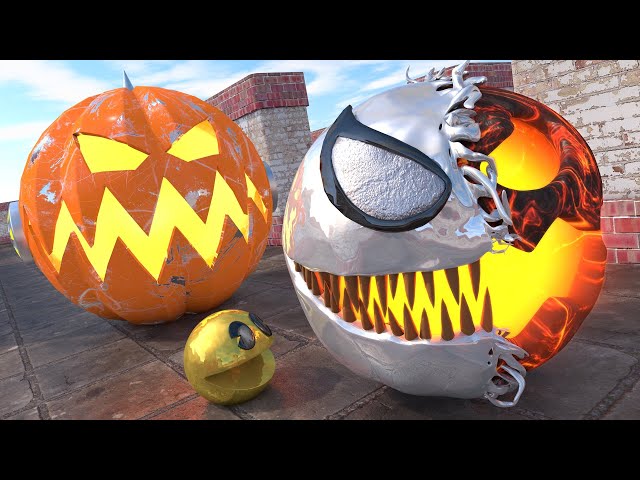 Pacman vs Monsters #12 Compilation | Pumpkin Robot, Platinum, Lava, Ice  Monsters