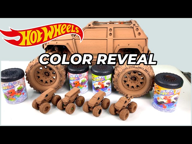 4+1 GIANT Hot Wheel Monster Truck Color Reveal Mudders: