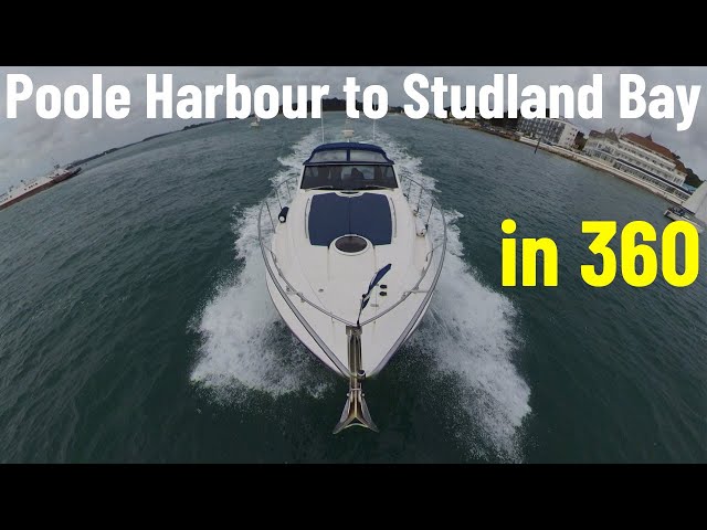 Poole Harbour to Studland Bay by Power Boat (Fairline Tagra 38 in 360) Use your mouse to move!