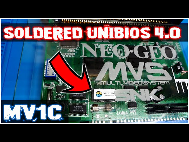 Soldered MV1C Unibios4.0 Neo Geo MVS sop40 to sop44 AM29F400BB patch bios install, No NeoBiosMasta