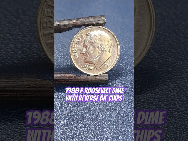 1988 P Roosevelt Dime with Reverse Die Chips #shorts #errorcoins #errorcoin