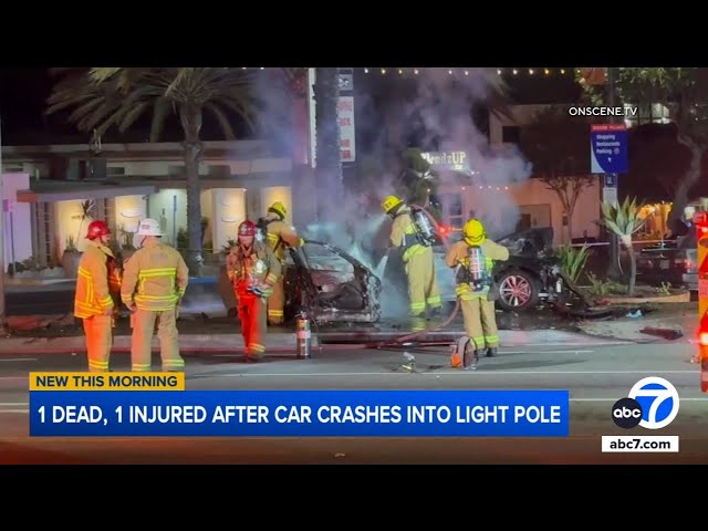 1 dead, 1 injured after car crashes into pole in Redondo Beach