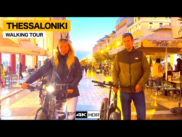 THESSALONIKI, GREECE, NIGHTLIFE IN THESSALONIKI 💃🏼❤️‍🔥 GREECE WALKING TOUR, CITY SOUND  🎬 [4K HDR]