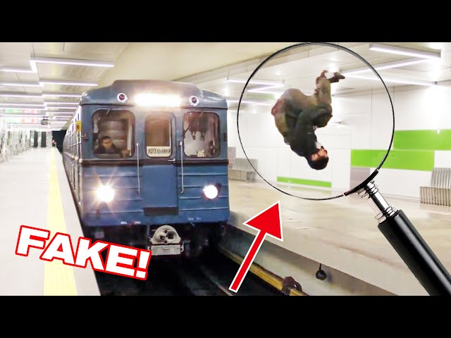 Exposing FAKE flip in front of a subway train + Storror tube race