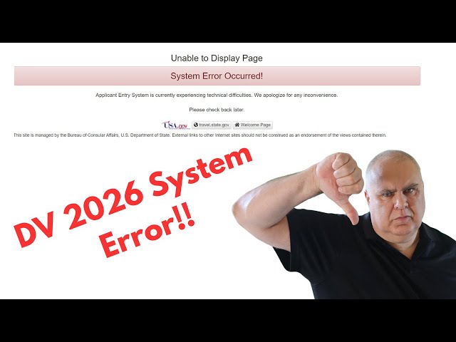 DV Lottery Greencard | System error occurring