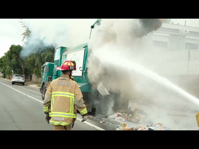 Garbage Truck Fire! West Hills California