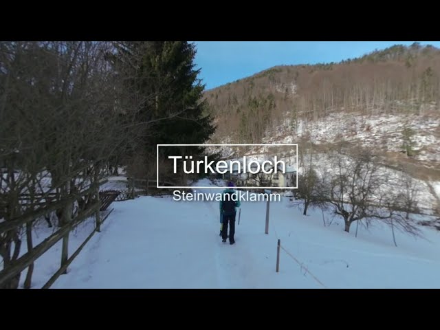 3D 180° Türkenloch Steinwandklamm in winter