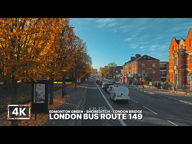 London Bus Ride from North London to London Bridge, upper Deck POV on Bus 149 through City of London