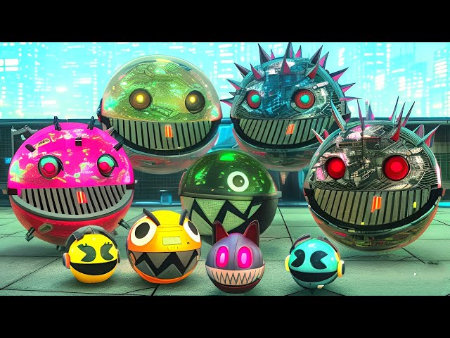 PACMAN & ROBOT PACMAN VS CARTOON CAT & Chain Chomp ( VOLUME 1