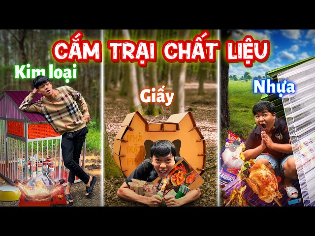 24h Cắm Trại Làm Nhà Bằng Giấy vs Nhựa vs Sắt | Cắm Trại Theo Vật Liệu Giấy Nhựa Sắt