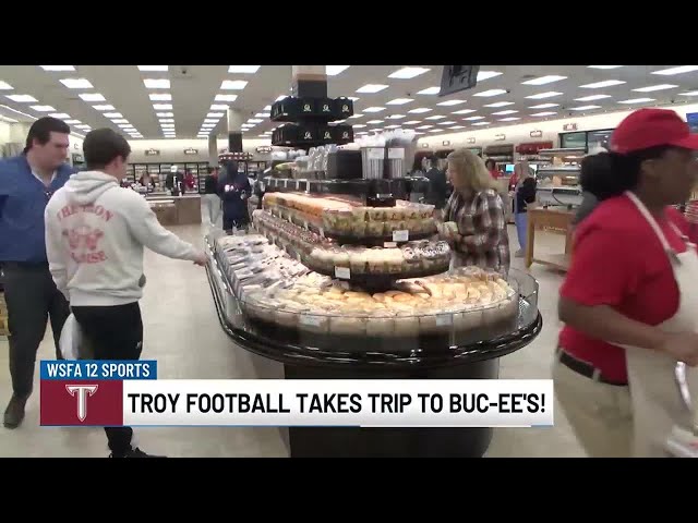 Troy football team goes to Buc-ee's