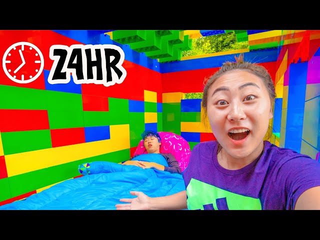 24 HOUR CHALLENGE IN HUGE LEGO HOUSE!!