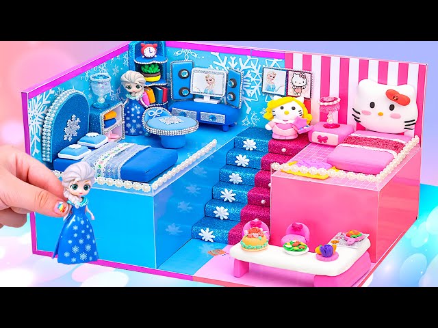 How to Make Build CUTEST House Hello Kitty vs Frozen in Hot and Cold Style ❄️🔥Miniature House DIY