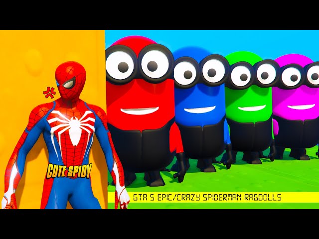 GTA 5 Epic Ragdolls | RED SPIDERMAN VS RED MINION VS GREEN MINION (Euphoria Physics/Funny Fails)