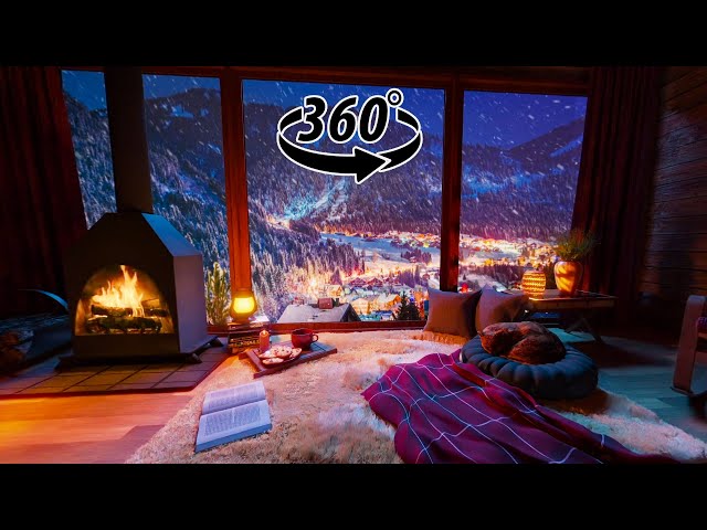 Cozy Winter Ambience for Reading with a Fireplace, Snowfall and Blizzard Sounds