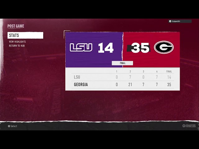 Da Wolfs #1 Georgia Bulldogs 9-0 vs #15 Louisiana State Tigers 6-3 2025