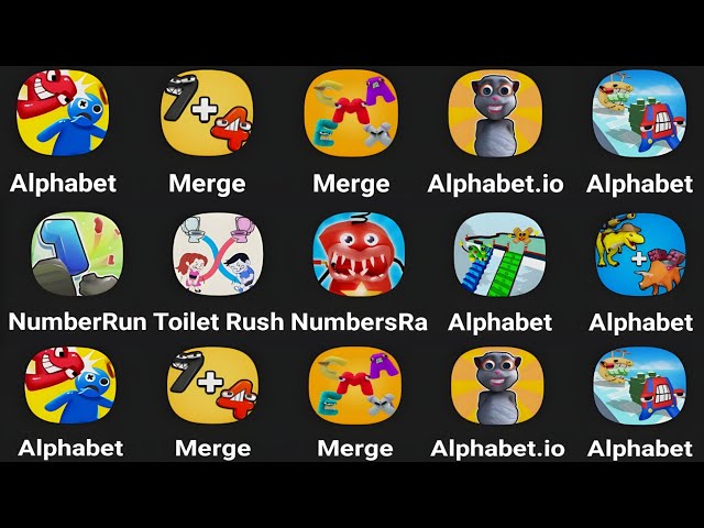 Alphabet Hero, Merge Alphabet, Merge Number, Alphabet Run, Toilet Rush, Alphabet Dino Run