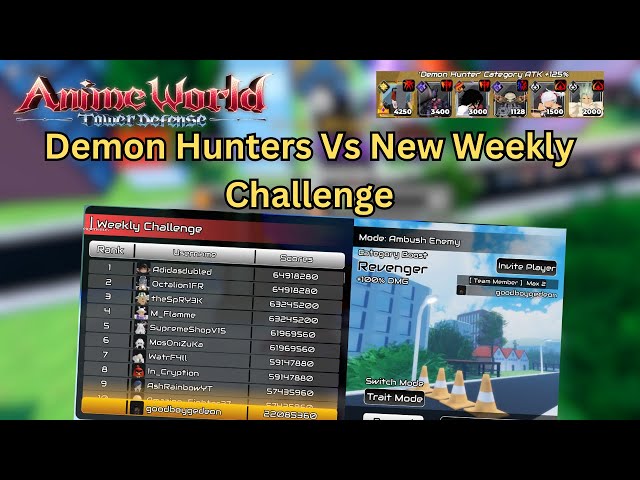 How Far Can A Demon Hunter Team Go In Weekly Challenge I Anime World Tower Defense