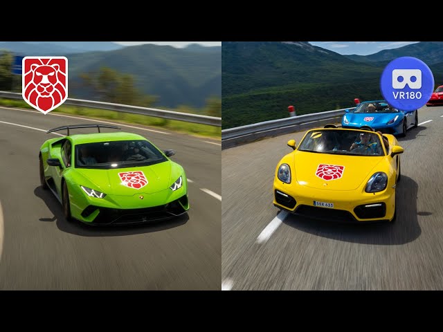 Porsche Boxter 981 GTS and a Lamborghini Performante pure driving [180 VR]