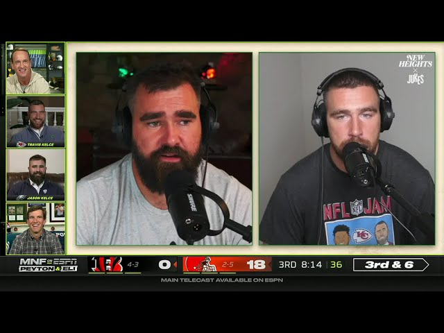 Travis and Jason Kelce join the Manning Cast on 'MNF' to talk about their new podcast | Week 8