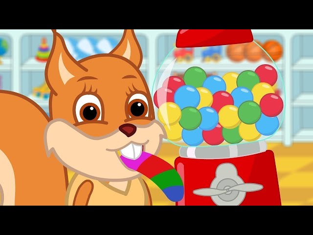 🔴 LIVE Bridie Squirrel in English - Rainbow Gumball Machine Cartoon for Kids