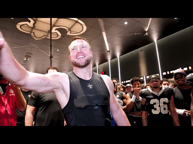 Darren Rizzi's Game Ball to Taysom Hill in Saints Locker Room after Win