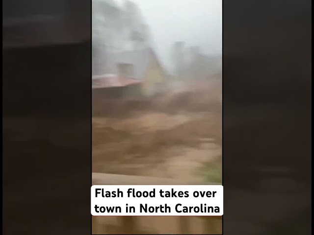 Flash flood takes over town in North Carolina as part of the aftermath of hurricane Helene￼