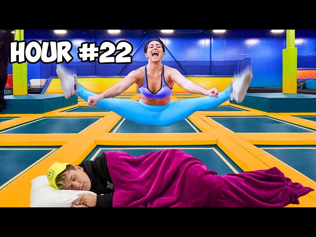 24 HOUR OVERNIGHT CHALLENGE IN TRAMPOLINE PARK!