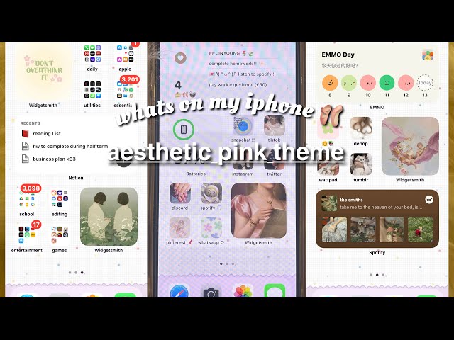 What’s on my PINK Iphone 13 | aesthetic pink theme 🩰