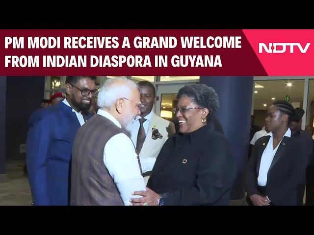 PM Modi News | PM Modi Receives A Grand Welcome From Indian Diaspora In Georgetown, Guyana