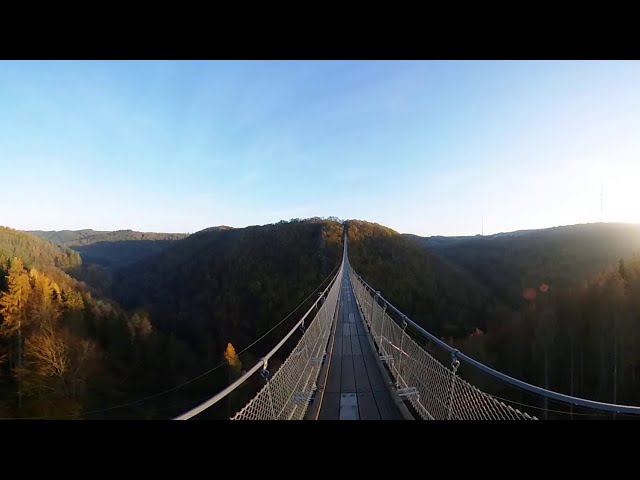 360° video - "ice skating" on frozen Geierlay bridge