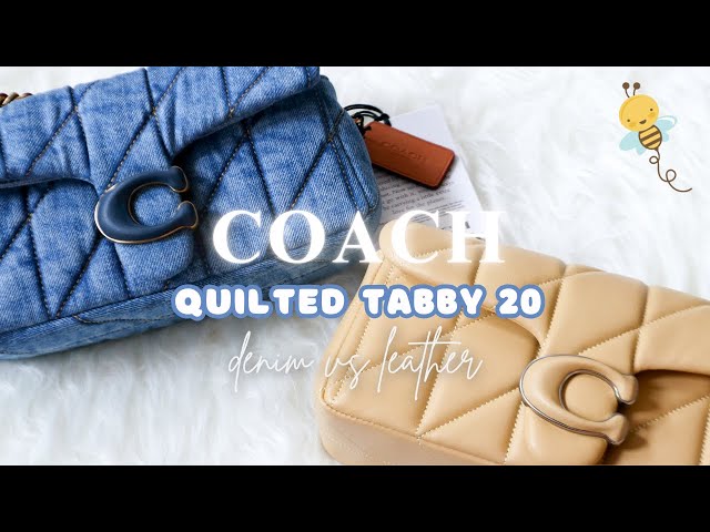 COACH QUILTED TABBY 20 DENIM VS LEATHER ♡ comparison + what fits