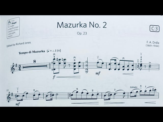 Violin and Piano, Drdla Mazurka No.2 Op.23, 2024 ABRSM violin grade 8 C3, 英國皇家小提琴八級試2024, 馬祖卡舞曲