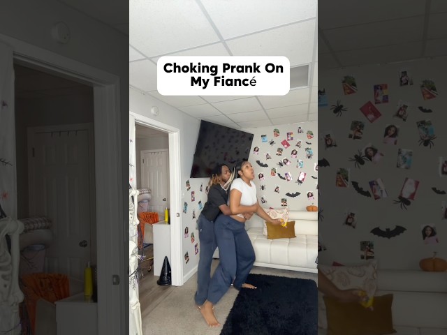 Choking prank on fiancé 😂 #shorts #couple #prank #briaanddrew