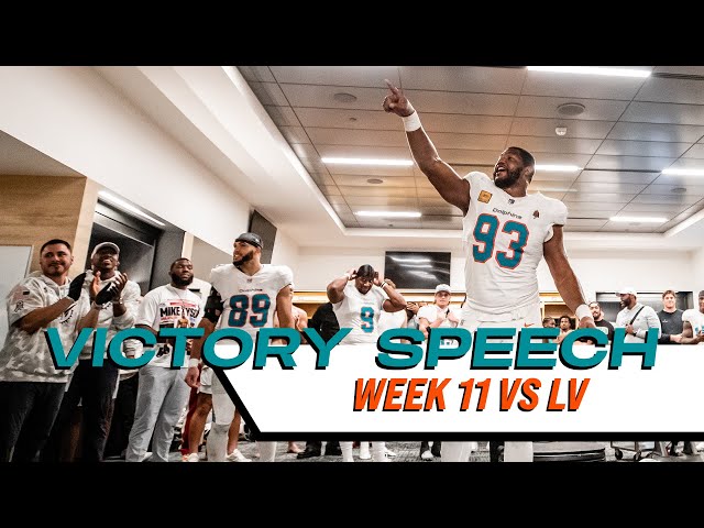 Listen in on the VICTORY SPEECH from Mike McDaniel and Calais Campbell l Miami Dolphins