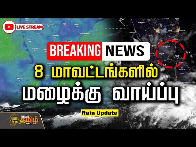 🔴LIVE : 8 மாவட்டங்களில் மழைக்கு வாய்ப்பு  | TN Rains | Red alert | Heavy Rain | Weather Update