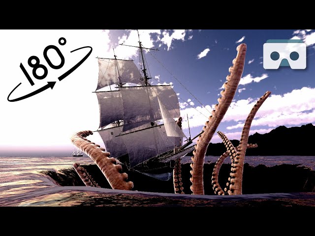 Kraken eating Ships VR Video: 180 Virtual Reality scary 3D Video with Blue Hole, Maelstrom & Wyverns