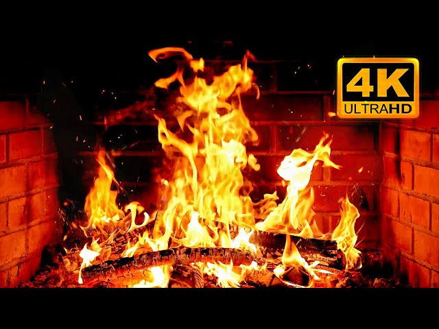 🔥 Cozy Fireplace 4K (12 HOURS). Fireplace with Crackling Fire Sounds. Fireplace Ambience