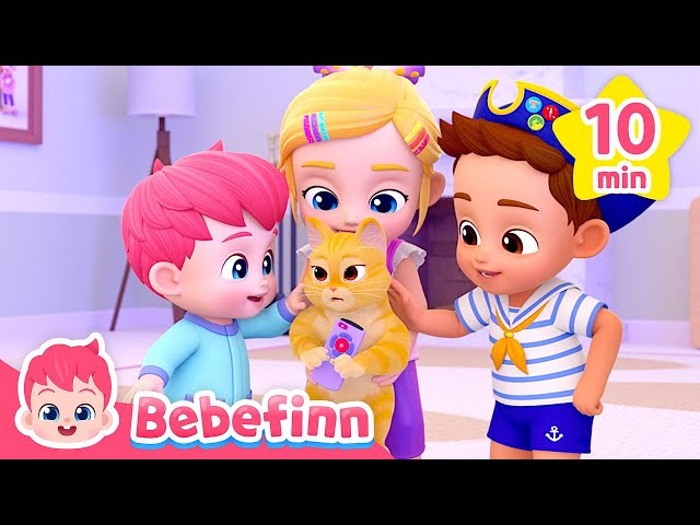 🐱 Hide and Seek with The Troublemaker Cat BooㅣKids Animal Song CompilationㅣBebefinn Nursery Rhymes