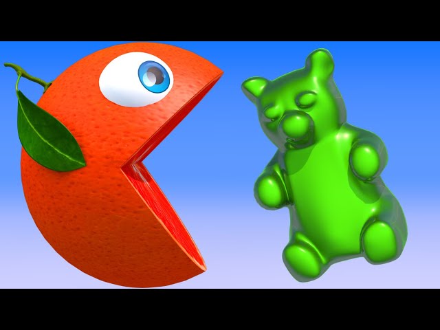 Pacman Orange Kid finds Big Friends Animals and Rolls Down Magic Slide in Farm Surprise Toys