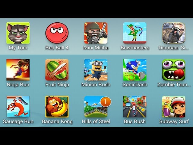 Bowmasters,Zombie Tsunami,Hills Of Steel,Banana Kong,Red Ball 4,Subway Surf,Bus Rush