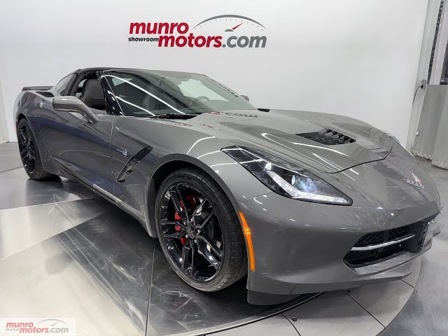 2015 Corvette 1LT Coupe Auto NPP Exhaust Transparent Roof in Shark Grey Metallic/Black only 29K kms