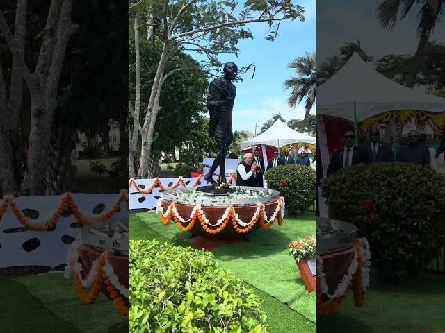 Prime Minister Narendra Modi paid floral tribute to Mahatma Gandhi in Guyana.