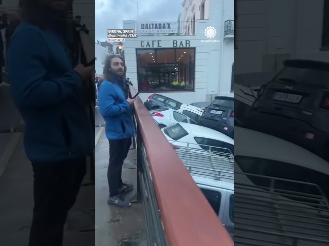 Cars Pile Up on Bridge During Spain Flooding