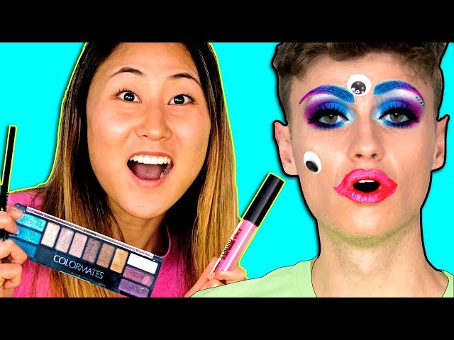 DOING MY BOYFRIENDS MAKEUP!! (DOLLAR STORE MAKEUP CHALLENGE)